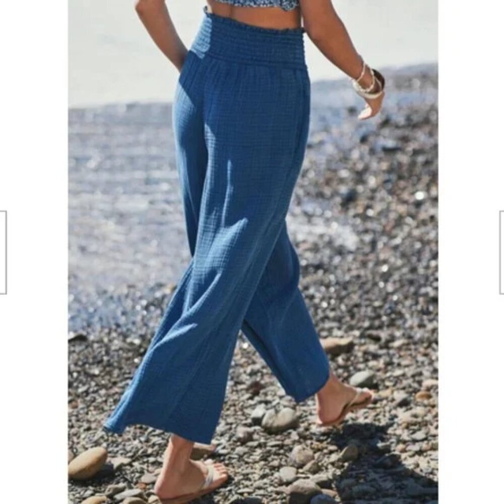 Daily Practice The Aster Pants Gauzy Wide Leg Pants in Sun Drenched Blue M - Picture 2 of 15
